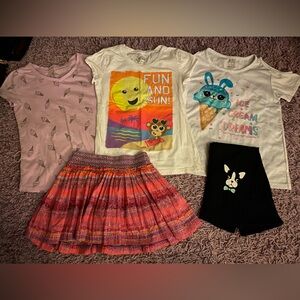 5 piece girls size 10 Justice lot - 3 tshirts, 1 skort & 1 capri